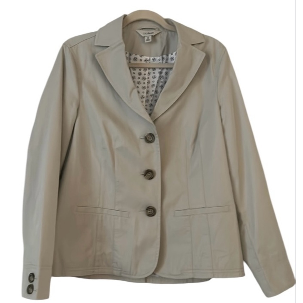 New LL Bean Cotton Tan Khaki Blazer